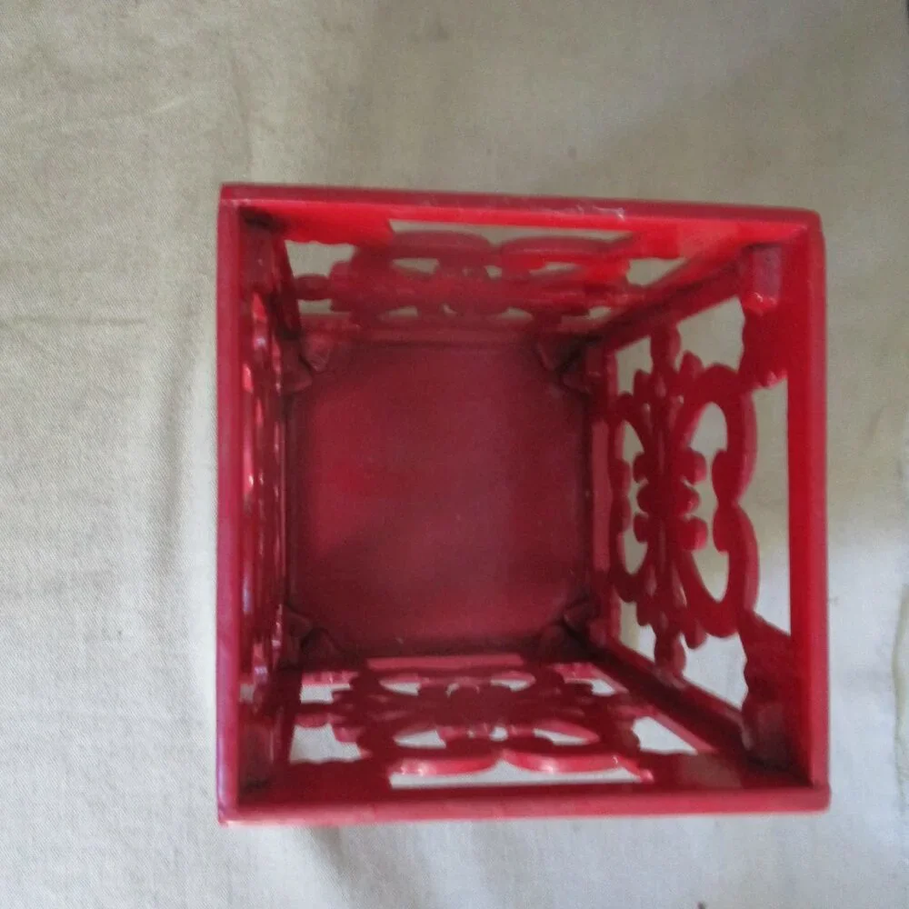 Cast Iron Red Enamel Utensil Caddy / Holder
